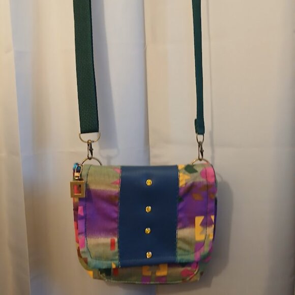 New Aztec print Southwestern Cowgirl Shoulder Purse Purple Blue Sling Crossbody - Picture 2 of 11